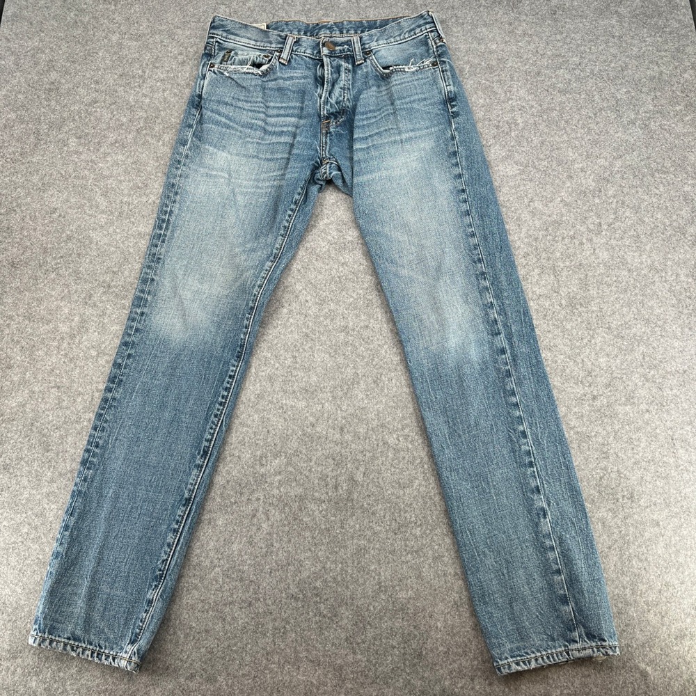 Abercrombie & Fitch Jeans Mens 31x32 The A&F Skinny Blue Distressed EUC